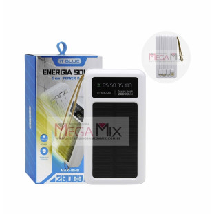 Carregador Portátil Power Bank Solar 20000mAh MAX-0540 - It-Blue