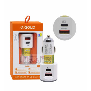 Carregador Veicular USB + USB-C 40W 9.1A CJ06-4 - A'Gold