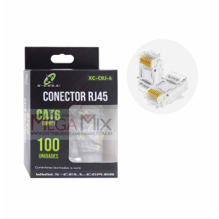 Conector RJ45 CAT6 C/100un XC-CRJ-6 - X-Cell