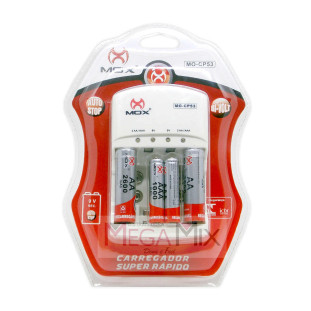 Carregador de Pilha c/2 Pilhas AA + 2 AAA 1000 mAh MO-CP53 - Mox