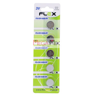 Bateria Lithium 3V - Cartela 5 Unidades FX-CR1620-3V - Flex