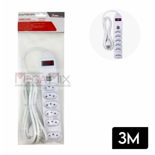 Filtro de Linha 6 Tomadas Bivolt c/2 USB 3M SL7906 -  Kapbom 