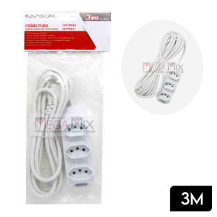 Extensão 3 tomadas 3M Bivolt SL7623 - Kapbom 