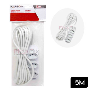 Extensão 3 tomadas 5M Bivolt SL7623 - Kapbom 