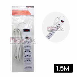 Filtro de Linha 6 Tomadas Bivolt c/2 USB 1.5m SL7906 -  Kapbom 