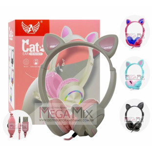 Fone de Ouvido Headset Gamer Orelha de Gato (USB + P3) A-085 - Altomex