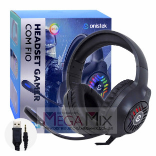 Fone de Ouvido Headset Gamer LED (USB + P3) ON-FN636 - Onistek