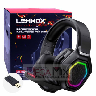 Fone de Ouvido Gamer Led RGB sem Fio  (Bluetooth e Wireless) LEY-2253 - Lehmox