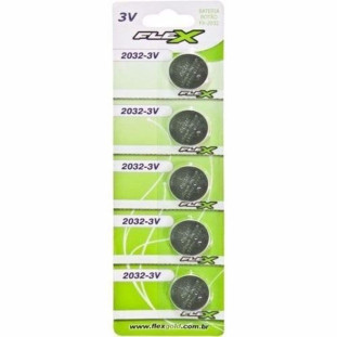 Bateria Lithium 3V - Cartela 5 Unidades FX-2032 - Flex