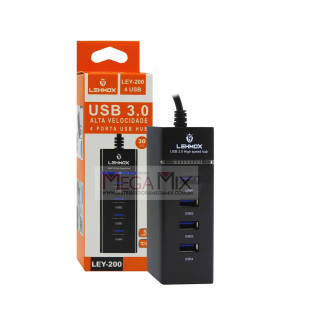 Hub USB 3.0 4 Portas USB 480Mbps LEY-200 - Lehmox 