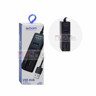 Hub USB 3.0 3 Portas + Leitor de Cartão UH-R32 - Exbom