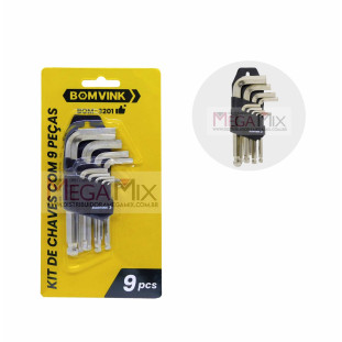 Kit de Chaves Allen Com 9 Peças BOM-3201 - Bomvink