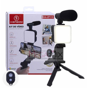 Kit Fotográfico com Luz Led + Microfone + Tripé KA-ZP115 - Kapbom