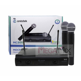 Kit de Microfone Duplo Sem Fio VHF MC806 - Onistek