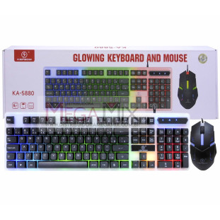Kit Teclado e Mouse Gamer RGB USB KA-5880 - Kapbom