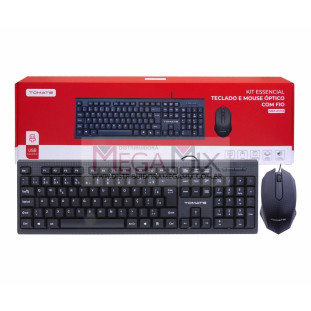Kit Teclado e Mouse c/Fio USB MKT-O1713 - Tomate