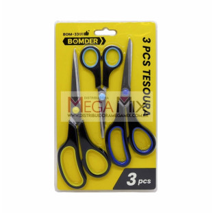 Kit com 3 Tesouras BOM-3301 - Bomder
