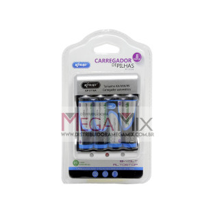 Carregador de Pilhas com 4 Pilhas Recarregáveis AA KP-511AA - Knup
