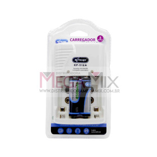 Carregador de Pilhas + 2 Pilhas Recarregáveis AA KP-512A - Knup