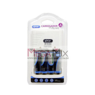 Carregador de Pilhas com 4 Pilhas Recarregáveis AA KP-512AA - Knup