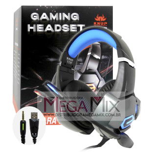 Fone de Ouvido Headset Gamer com Led (USB + P3) KP-FN600 - Knup