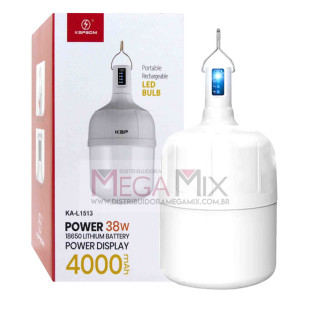 Lâmpada Led Bulb Recarregável 38W KA-L1513 - Kapbom 