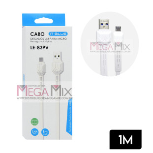 Cabo de Dados USB + Micro USB (V8) 1M 2.4A LE-839V - It-Blue