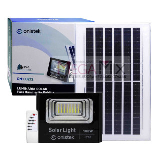 Kit Luminária Solar 100W 80 LEDS+ Placa Solar 12W - ON-LU212- Onistek