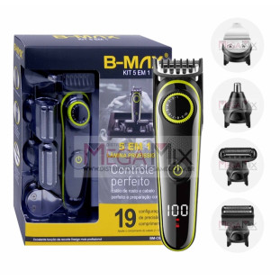 Máquina de Corte e Barbear Recarregável com Visor Digital 5 em 1 5W BM-C036 - B-Max