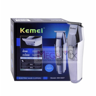 Máquina de Corte Recarregável com Visor Digital 5W KM-5027 - Kemei