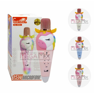 Microfone sem Fio Bluetooth/Karaokê (Unicórnio) EL-5011 - Eletromex