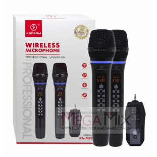 Microfone Duplo Sem Fio UHF KA-M92 - Kapbom