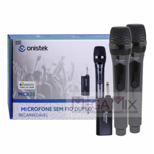 Microfone Duplo Sem Fio UHF ON-MC820 - Onistek