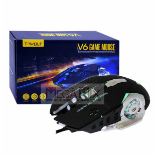 Mouse Gamer com Fio USB 3200DPI V6 - T-Wolf