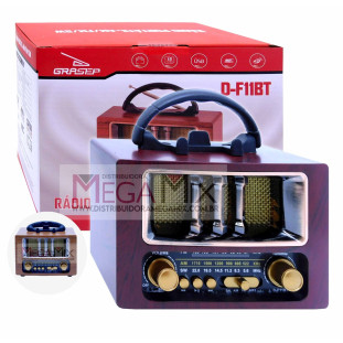 Rádio Portátil com Bluetooth AM/FM/SW D-F11BT - Grasep