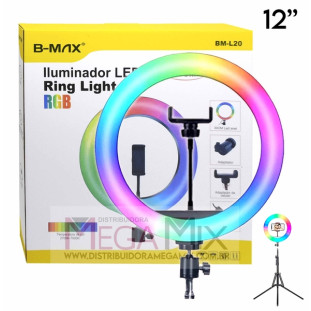 Iluminador Ring Light RGB 12'' com Tripé 2.1m BM-L20 - B-Max