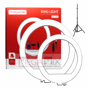 Kit c/2 Iluminador Ring Light 14''/10'' com Tripé MLG-086 - Tomate