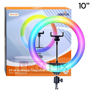 Iluminador Ring Light RGB 10'' (sem tripé) OR-PL10R - Oberon