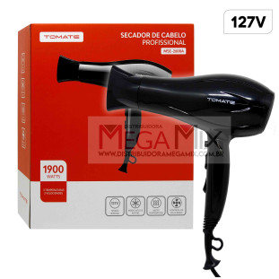 Secador de Cabelo 127V 1900 Watts MSE-2600A Preto/Vermelho - Tomate