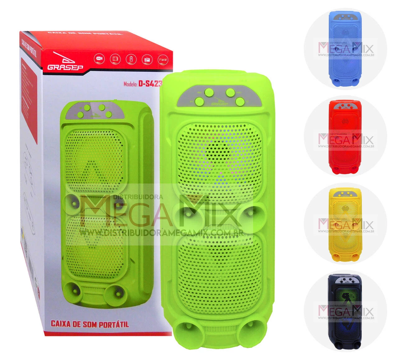 Caixa de Som Bluetooth 12W D-S4237 - Grasep | Mega Mix