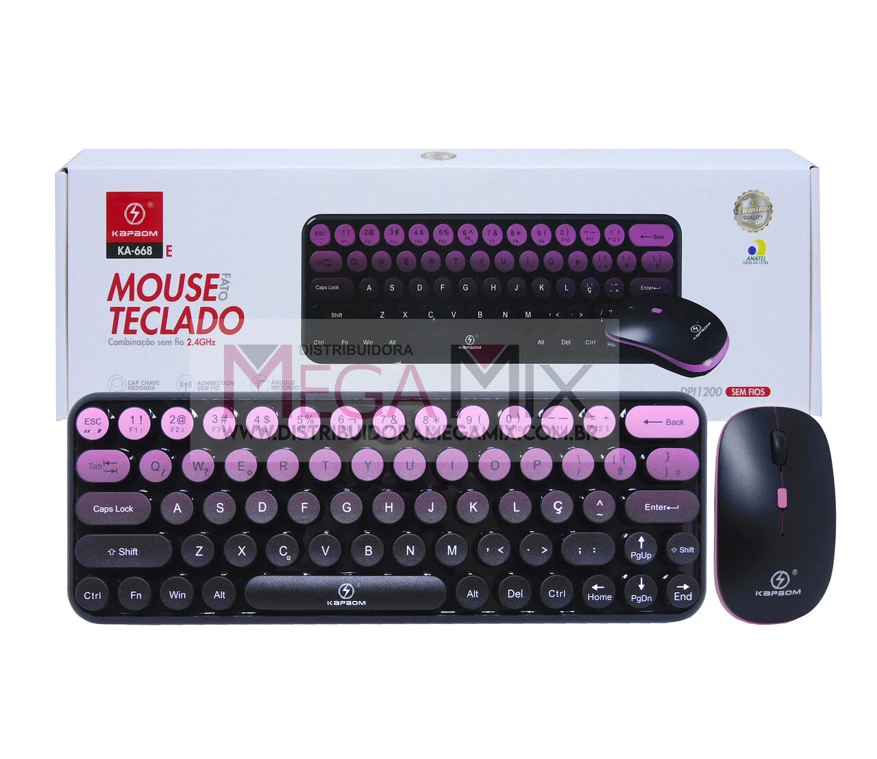 Kit Teclado e Mouse sem Fio KA-668 E | Mega Mix
