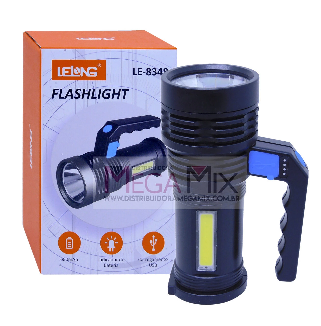 Lanterna de LED Recarregável LE-8348 | Mega Mix