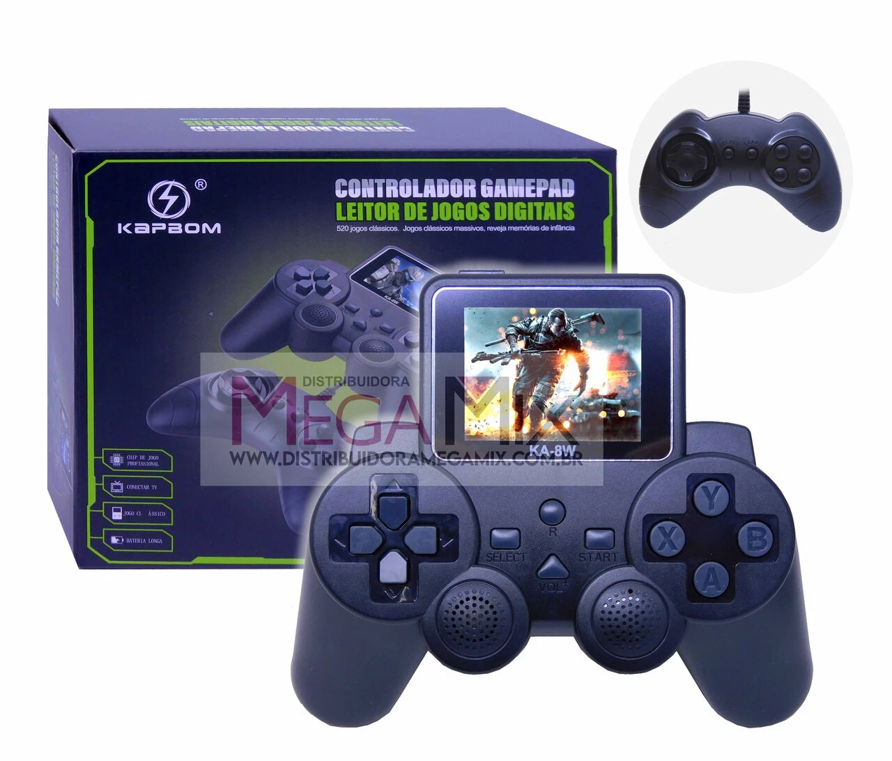 Mini Game com Controle 520 Jogos KA-8W | Mega Mix