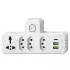 Adaptador de Tomada Tripolar Universal + USB/USB-C KA-7118 - Kapbom