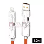 Cabo de Dados 4 em 1 Tipo C/USB + Tipo C/Iphone 65W 1M KA-3590 -Kapbom