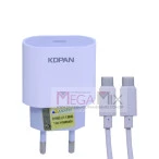 Carregador USB-C para Tipo C 20W 3A KN-108C - Kdpan