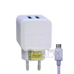 Carregador 2 USB para Micro USB (V8) 12.5W 5.1A LE-258FV - Lelong