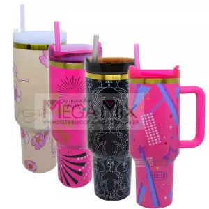 Copo Térmico Inox com Alça e Canudo 1200ML (Estampado) OIH-4405 - Oásis