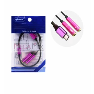 Adaptador Tipo C para 2 P2 Fêmea (3.5MM) KP-HM016 - Knup