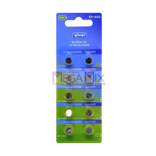 Bateria Alcalina 1.5V LR41/AG3 Cartela com 10 Unidades KP-AG3 - Knup